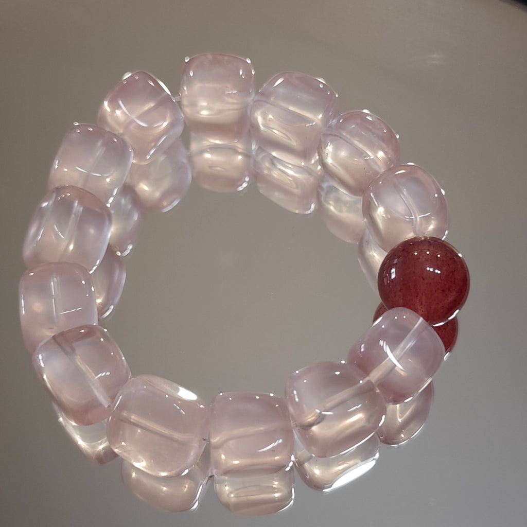 Sucre（シュクレ）天然石ブレスレット　ローズクォーツ　ストロベリークォーツ