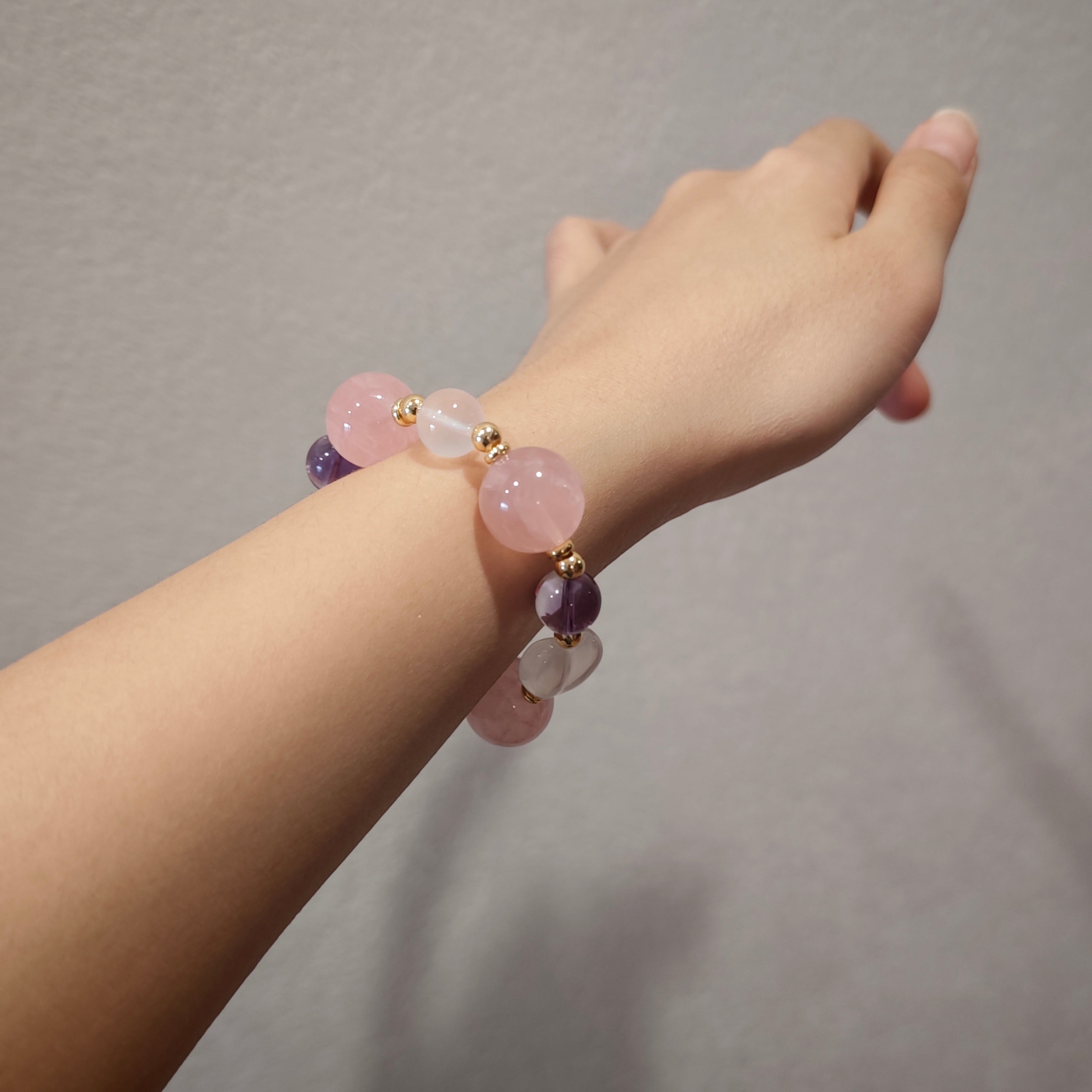 Lilas（リラ）天然石ブレスレット　ローズクォーツ　アメジスト
