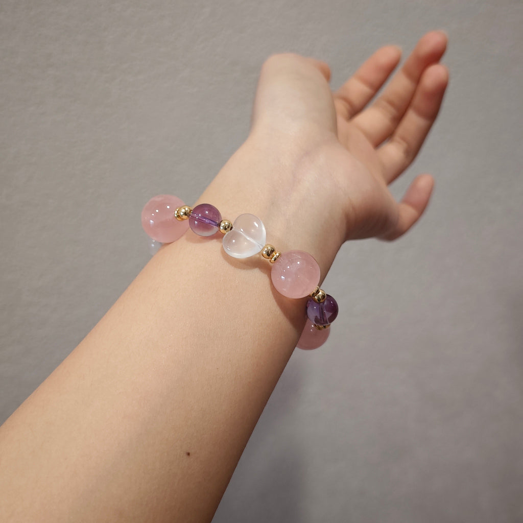 Lilas（リラ）天然石ブレスレット　ローズクォーツ　アメジスト