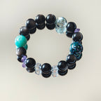 Deep Layer | Silver Obsidian, Amazonite, Green Quartz, Clear Quartz, Amethyst & Urushi Lacquer Bead