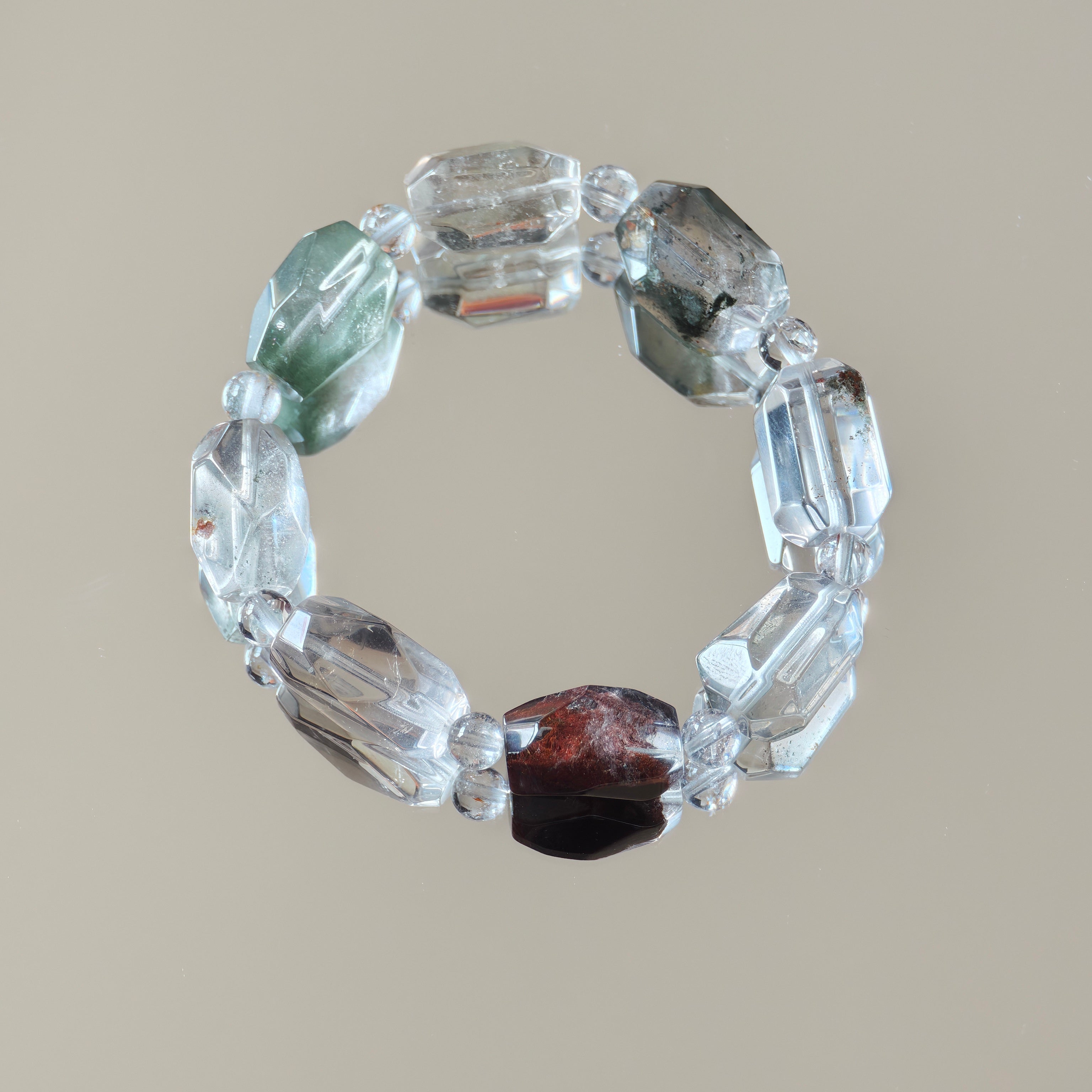 Vein of Light | Freeform Green Phantom Quartz, Red Phantom Quartz & Garden Quartz