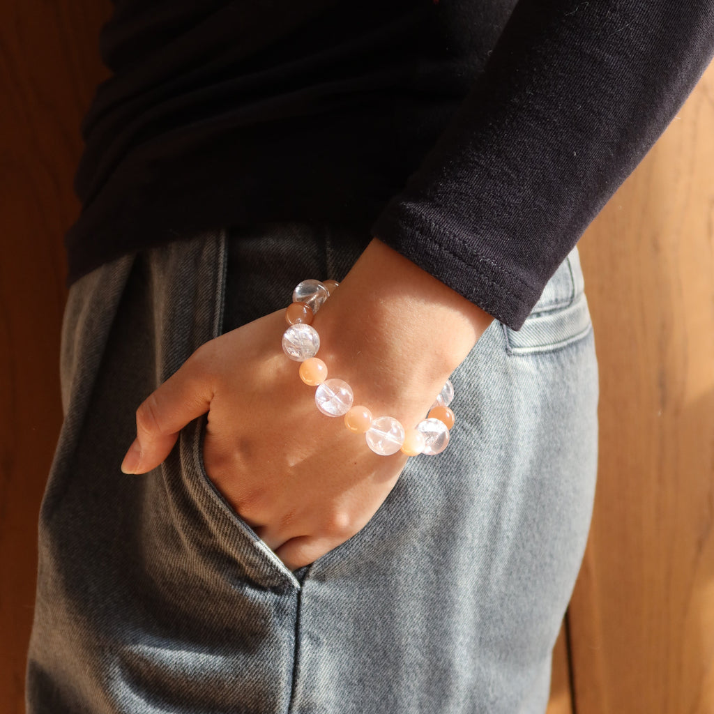 Soft Ember | Pink Azeztulite x Orange Moonstone