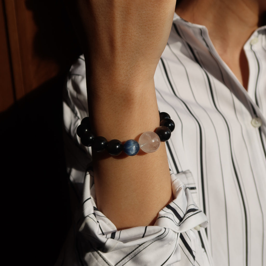 Night Voyage | Obsidian x Milky Quartz x Blue Kyanite