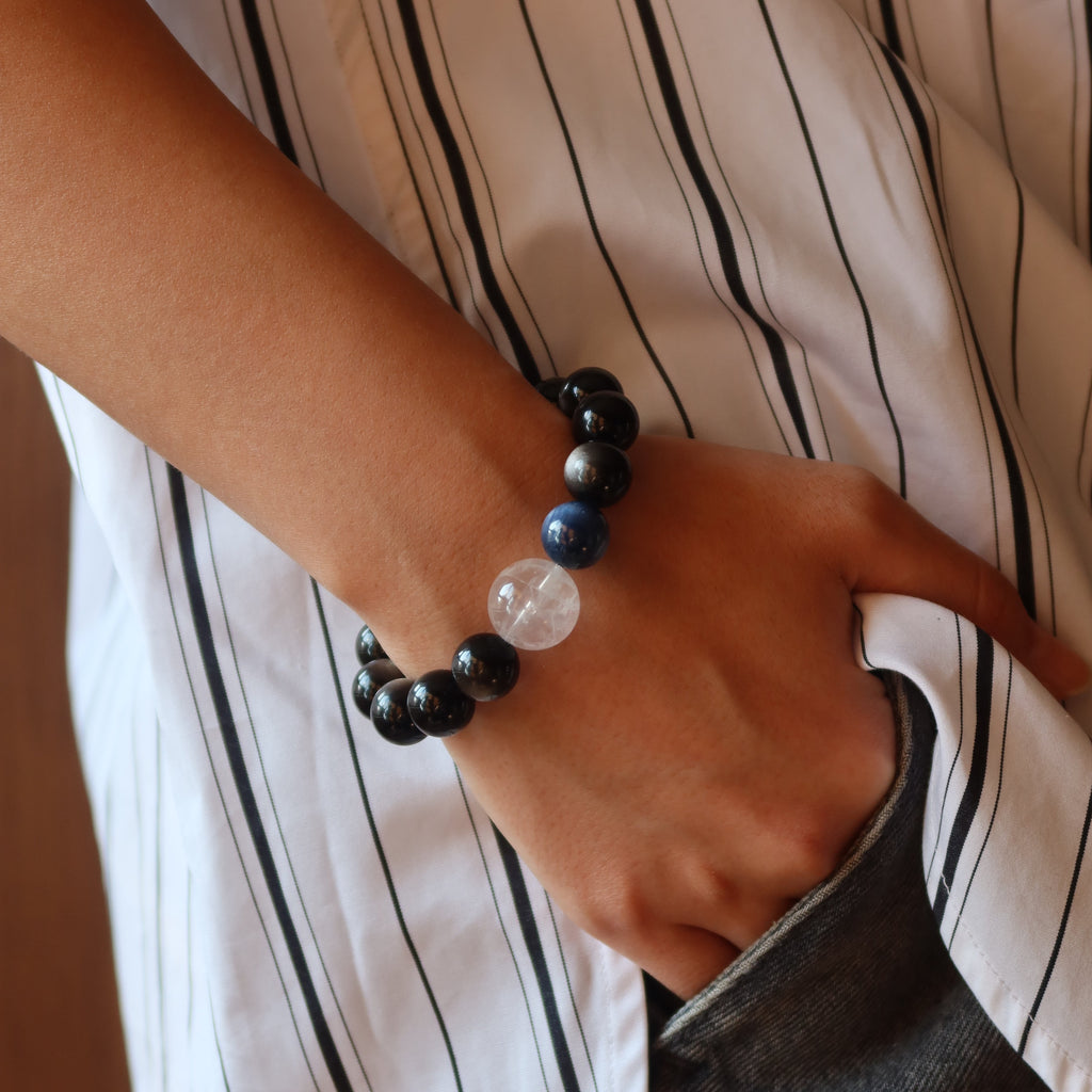 Night Voyage | Obsidian x Milky Quartz x Blue Kyanite